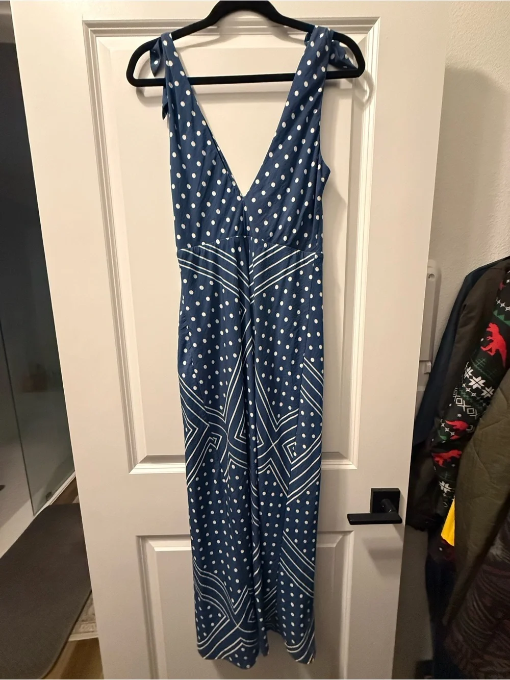 Abercrombie & Fitch Navy and White Polka Dot Maxi Dress
